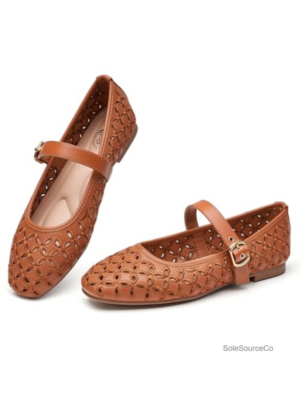 Mary Jane Flats Women Hollow Cutout Ballet Shoes Ankle Strap Comfortable